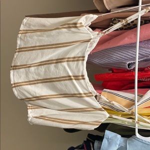 white and brown flowy crop top